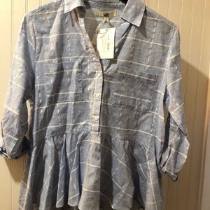 plaid peplum button down top